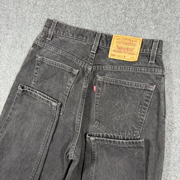 Vintage 90s Levis 550 Denim Jean Relaxed Tapered 12 Reg Medium Black 0160 - Picture 5 of 10